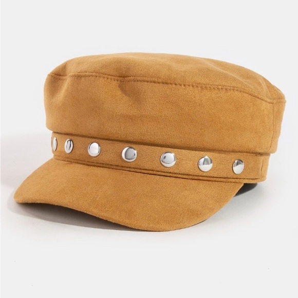 Page Boy Cap with Silver Tone Studded Detail Multiple Colors O/S (fits most) - Picture 3 of 7